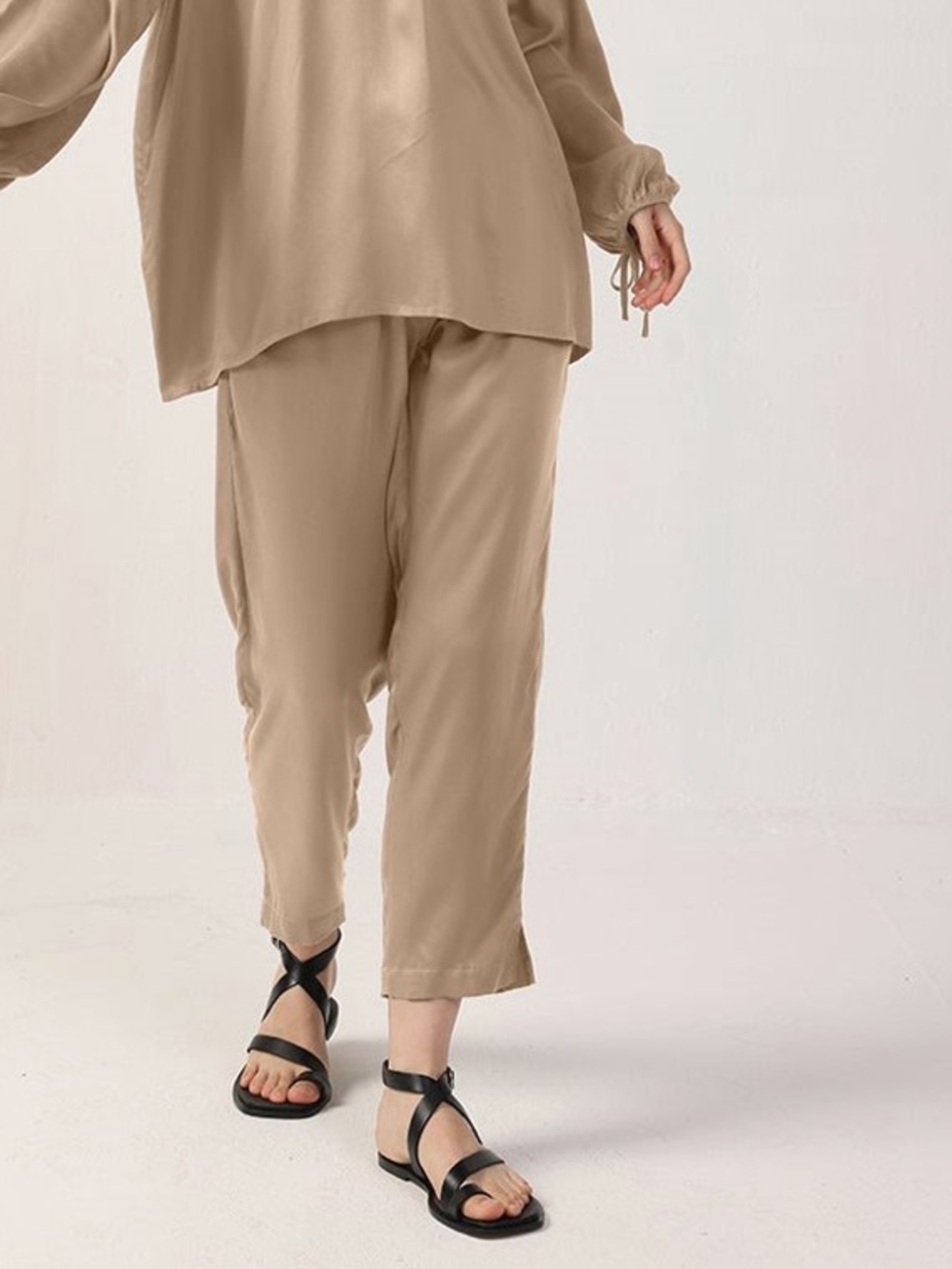 Neu Nomads Wide Leg Crop Pants Medium Modal Tan